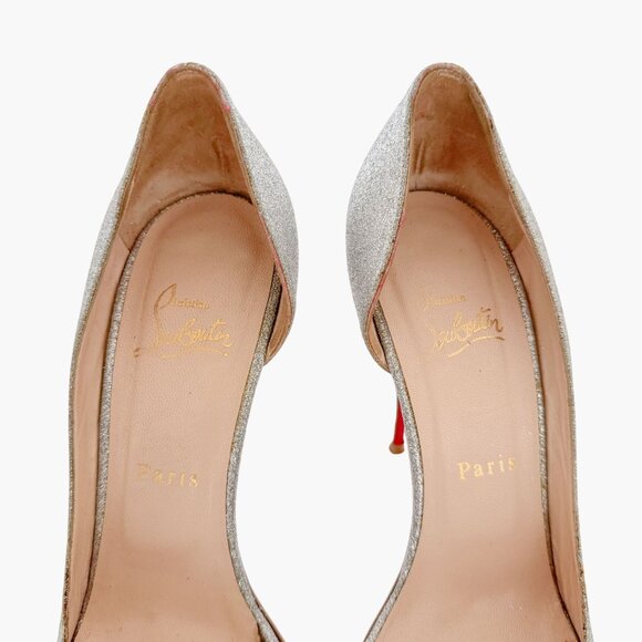 Christian Louboutin Helmour 100 Pumps EU 40 US 10 Silver Glitter High Heels - Picture 4 of 14